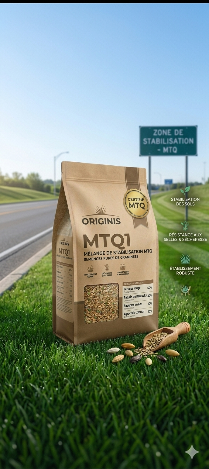 Semences à Gazon MTQ 1 – Mélange de Stabilisation & Endurance